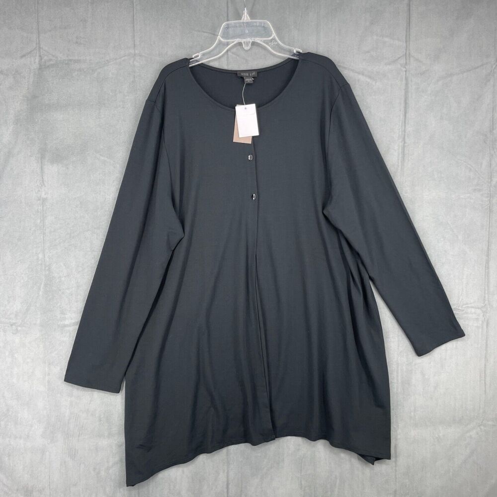J.Jill Wearever Collection Cardigan Sweater Womens XL Black Long Sleeve Rayon